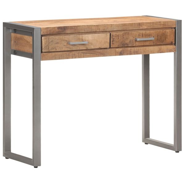 vidaXL Console Table Natural Mango Wood Solid Mango Wood, Iron Medium