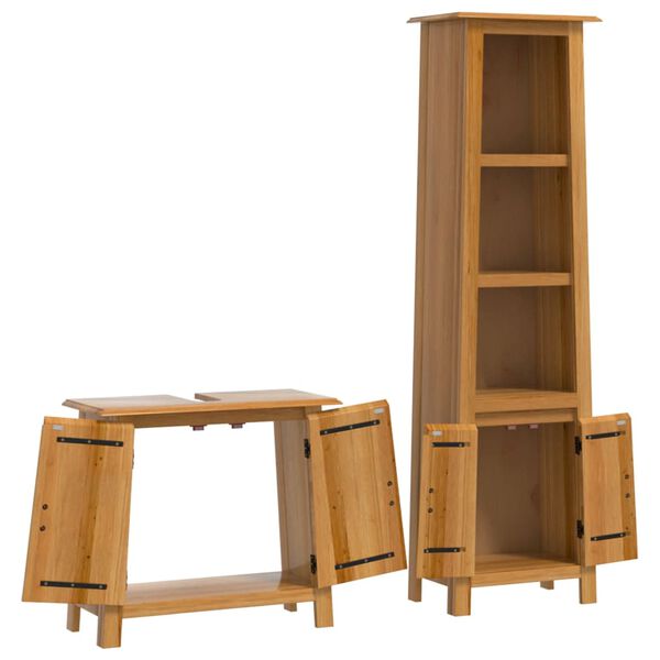 vidaXL Bathroom Furniture Set Natural Wood Solid pine wood Medium