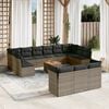 vidaXL Sofa Set Grey PE rattan, powder-coated steel, solid acacia wood