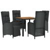 vidaXL Garden Dining Set Black PE rattan Standard Adjustable Armrests