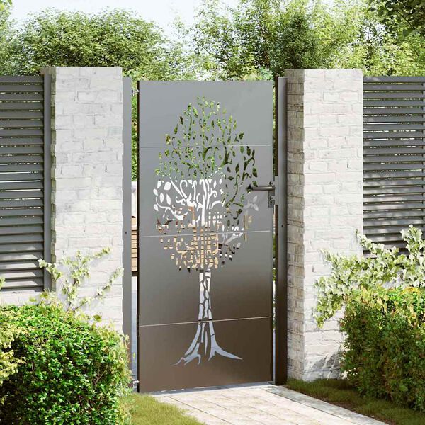 vidaXL Garden Gate 39.4x78.7" Corten Steel Tree Design