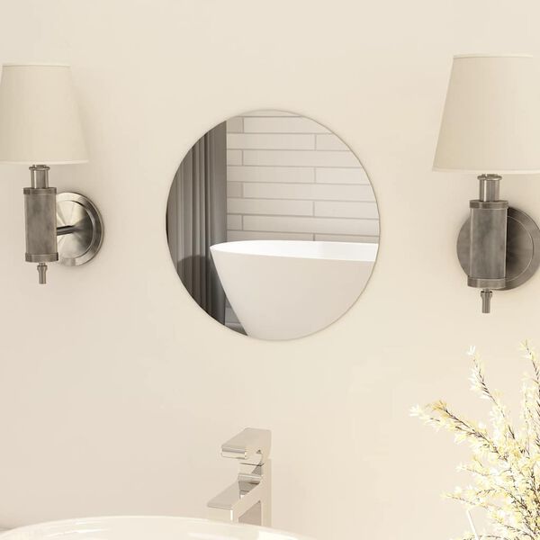 vidaXL Wall Mirror Transparent Glass, EVA 11.8 in Diameter Minimalistic