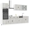 vidaXL Kitchen Cabinet Set Grey Sonoma Engineered wood and glass Large