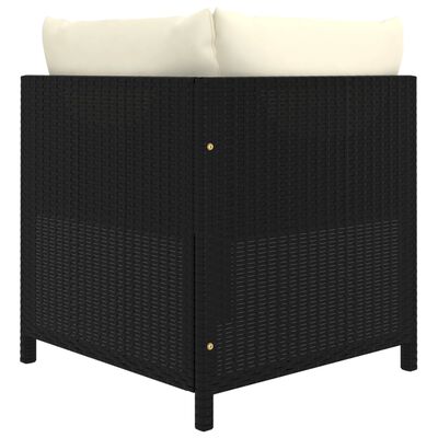 vidaXL Sectional Corner Sofa with Cushions Black Poly Rattan