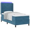 vidaXL LED Box Spring Bed with Mattress Blue 35.4" x 78.7" Velvet