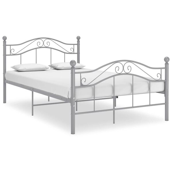 vidaXL Bed Frame Grey Powder-coated metal Double Bed Frame Rectangular