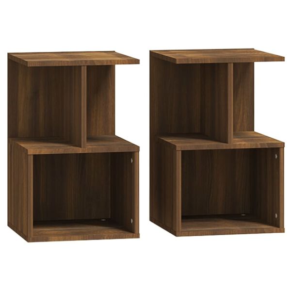 vidaXL Bedside Cabinet Set of 2 Brown Oak Engineered Wood