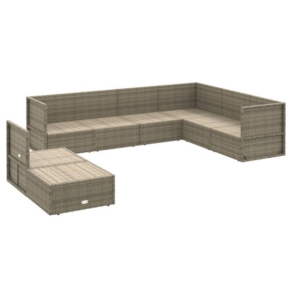 vidaXL Garden Lounge Set Grey Poly Rattan, Powder-Coated Steel Modular