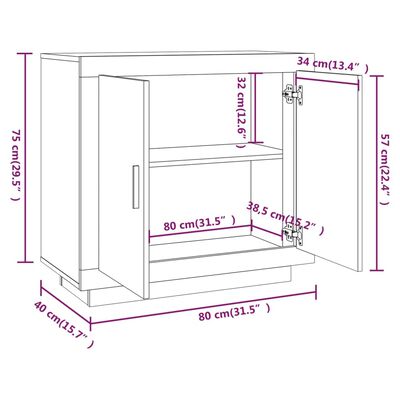 vidaXL Sideboard White 31.5"x15.7"x29.5" Engineered Wood