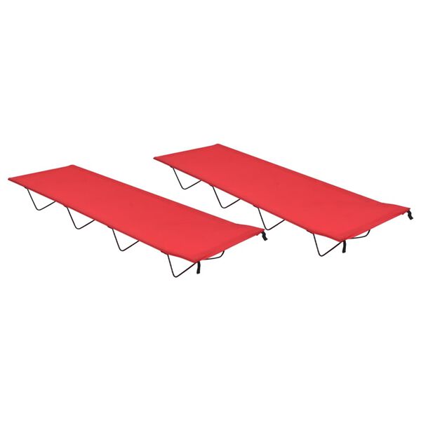 vidaXL Camping Bed Set of 2 Red 600D Oxford Fabric, Steel