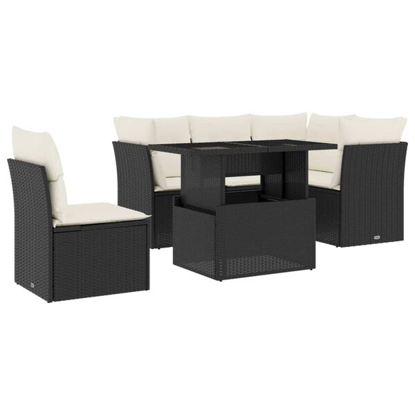 vidaXL Garden Sofa Set Black, Cream white