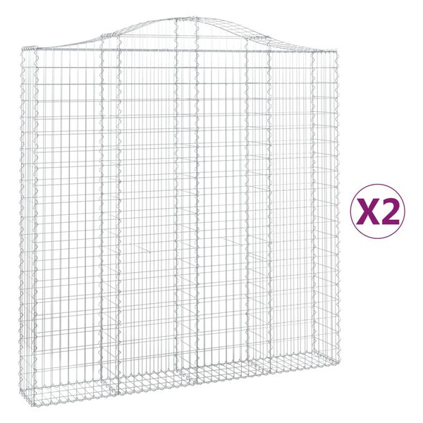 vidaXL Gabion Basket Set of 2 Silver Galvanized Iron Decorative Inserts