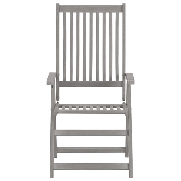 vidaXL Garden Chair Set of 3 Grey Solid acacia wood Standard Foldable