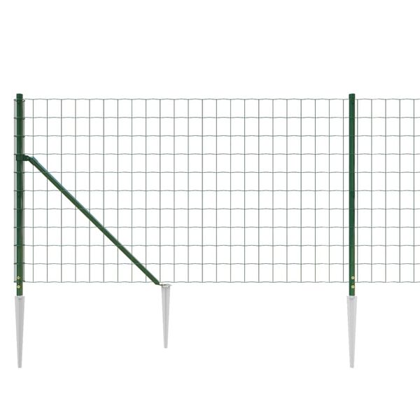 vidaXL Wire Mesh Fence with Spike Anchors Green 3.6x82.0'
