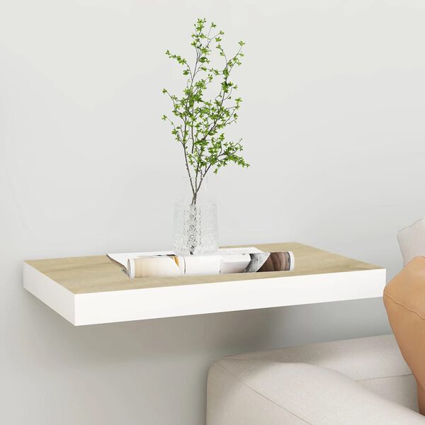 vidaXL Wall Shelf Oak and White Honeycomb MDF and metal One Size