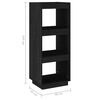 vidaXL Book Cabinet Black Solid Pine Wood Medium Book Cabinet