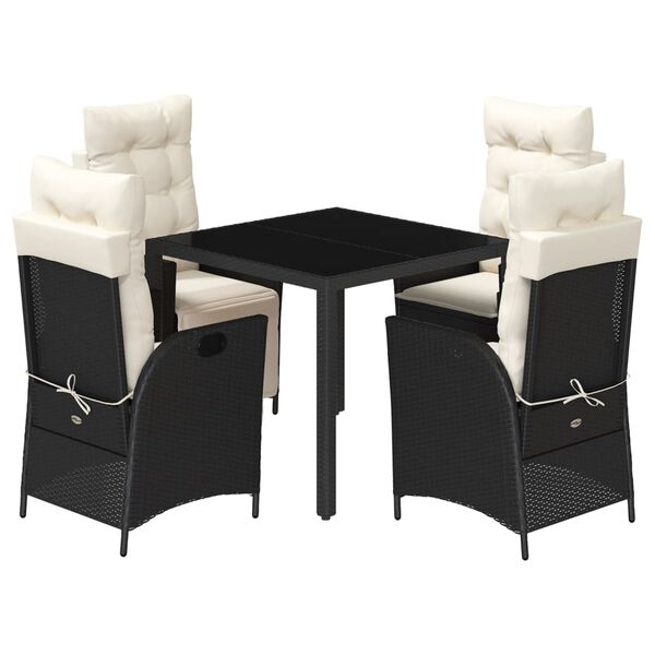 vidaXL Garden Dining Set Black,Cream white