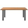 vidaXL Dining Table Light Brown Solid Oak Wood, Powder-Coated Steel Large