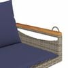vidaXL Patio Swing Bench Gray, Navy Blue PE Rattan 2 Seater Seats Many