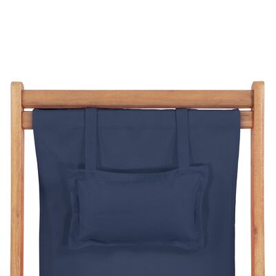 vidaXL Folding Beach Chair Fabric and Wooden Frame Blue