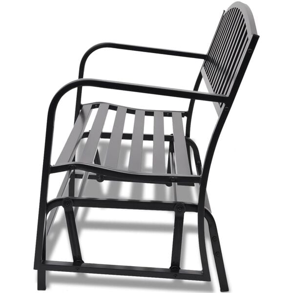vidaXL Porch Swing Black Steel Standard Seats Two Traditional Design