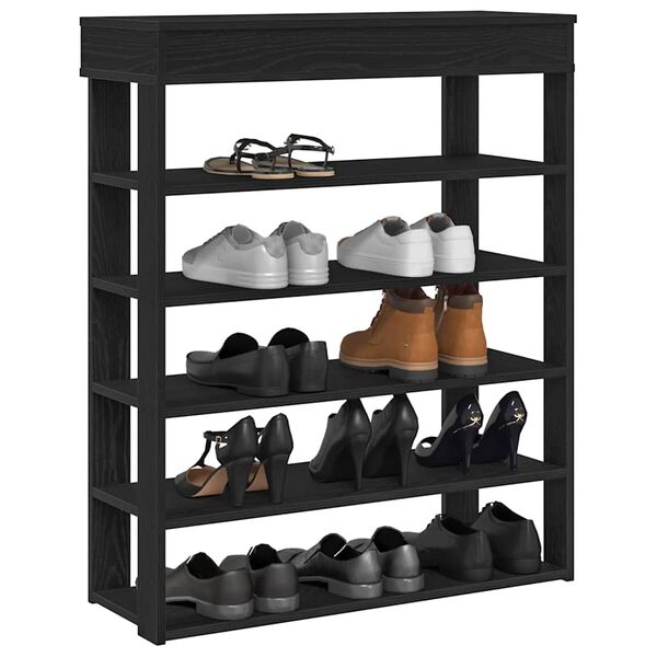 vidaXL Shoe Rack Black Engineered Wood Medium Shoe Rack Rectangular