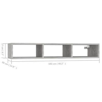 vidaXL Wall Shelf Concrete Gray 40.2"x11.8"x6.7" Engineered Wood