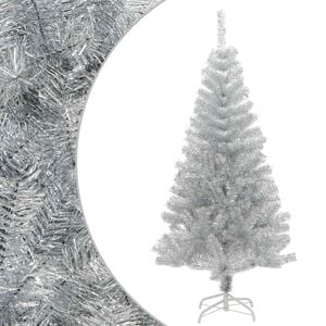 vidaXL Artificial Christmas Tree with Stand Silver 5 ft PET