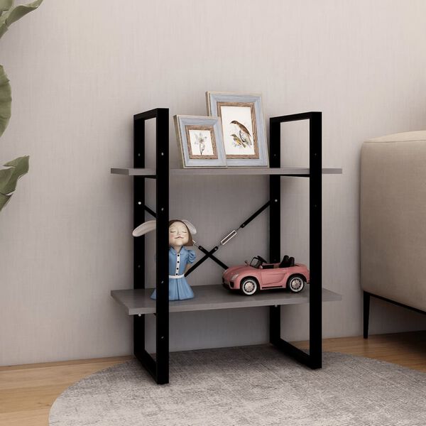 vidaXL Book Cabinet Grey Solid Pine Wood Medium Book Cabinet