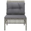 vidaXL Patio Middle Sofa with Cushion Grey Poly Rattan