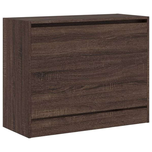 vidaXL Shoe Cabinet Brown Oak Engineered Wood Compact Shoe Cabinet