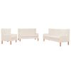 vidaXL Sofa Set Cream White Polyester Fabric, Wooden Frame Standard