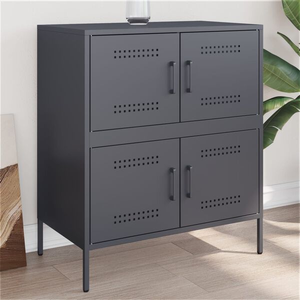 vidaXL Sideboard Anthracite Steel Medium Doors Sideboard Rectangular