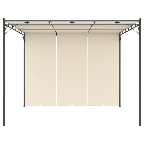 vidaXL Garden Gazebo with Side Curtain 118.1"x118.1"x88.6" Cream