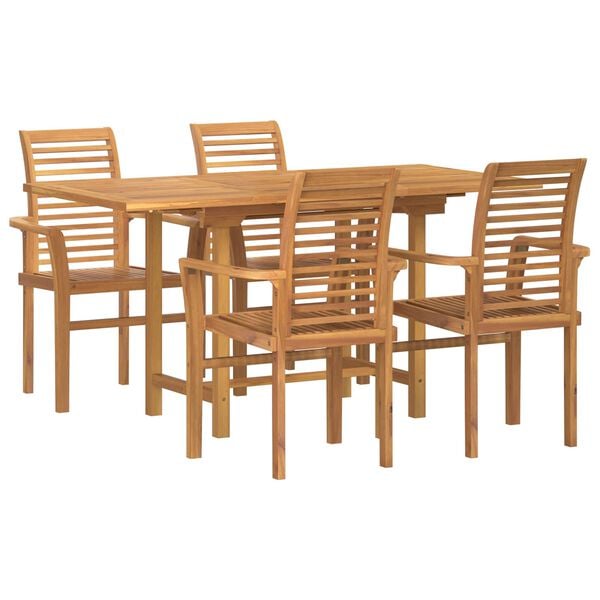 vidaXL Garden Dining Set 5 pcs Brown Solid Teak Wood