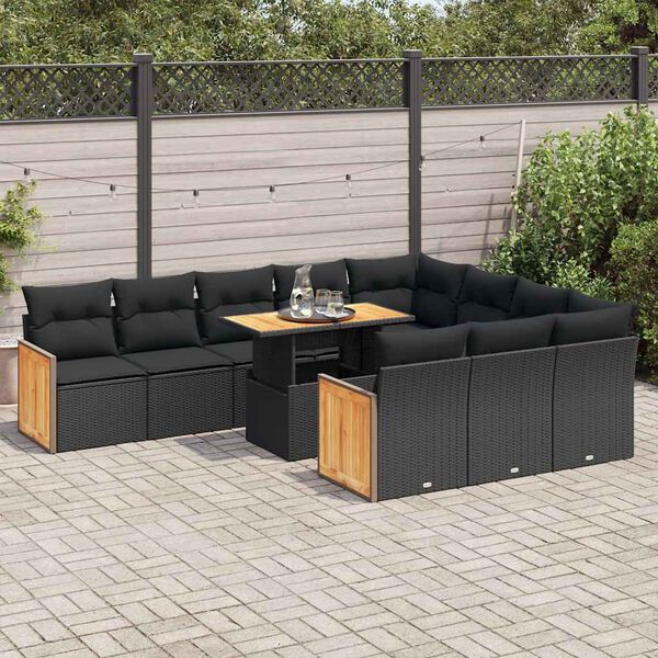 vidaXL Garden Sofa Set Black PE rattan Large Modular Garden Sofa Set