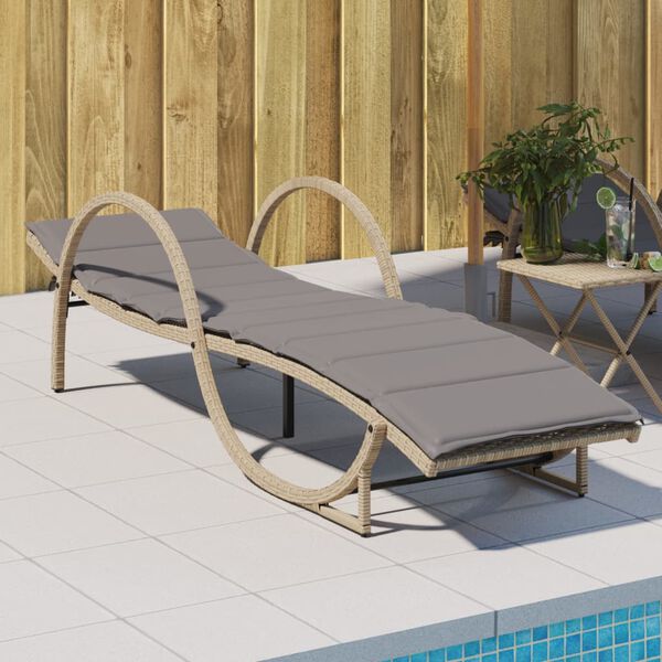 vidaXL Sun Lounger Beige PE Rattan Standard Multi-Position Backrest