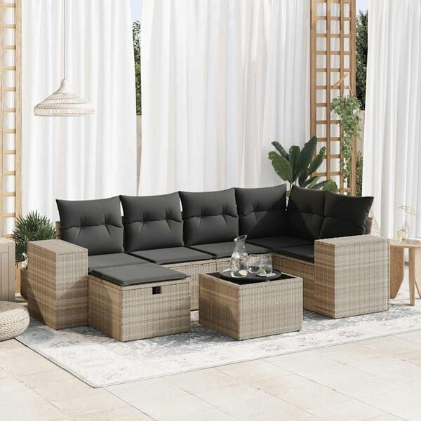 vidaXL Garden Sofa Set Light grey, Dark grey