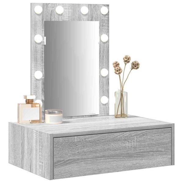 vidaXL Dressing Table Grey 23.62 x 15.75 x 27.56 in Engineered Wood