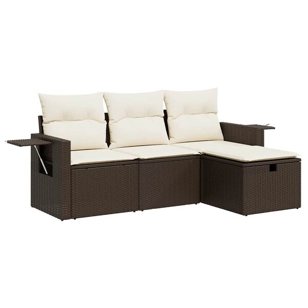 vidaXL Garden Sofa Set Brown, Cream White