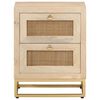 vidaXL Bedside Cabinet Natural Wood Solid Mango Wood, Iron Bedside Cabinet