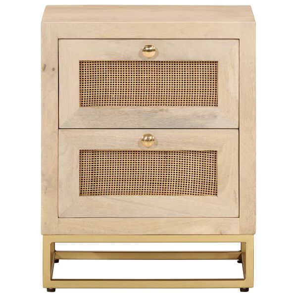 vidaXL Bedside Cabinet Natural Wood Solid Mango Wood, Iron Bedside Cabinet