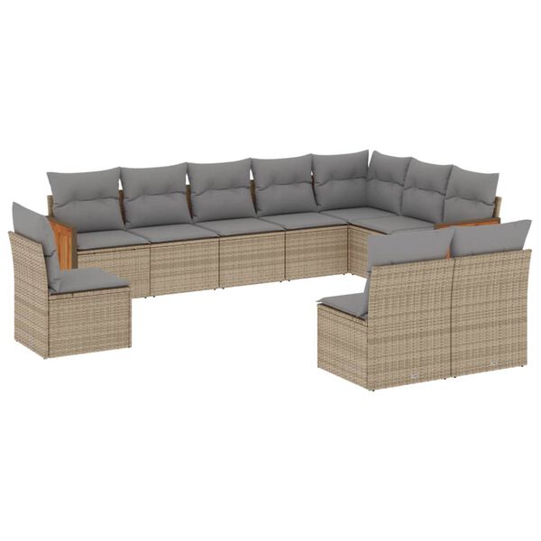 vidaXL Garden Sofa Set Beige and Light Grey PE Rattan 10 Piece