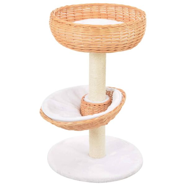 vidaXL Cat Tree Natural Willow, soft plush, sisal rope Cat Tree