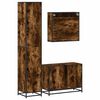 vidaXL Bathroom Furniture Set Smoked oak Engineered wood, metal, glass