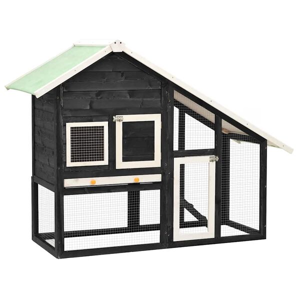 vidaXL Rabbit Hutch Grey and White