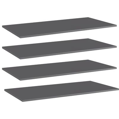 vidaXL Bookshelf Boards 4 pcs High Gloss Gray 39.4"x19.7"x0.6" Engineered Wood