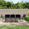 vidaXL 9 Piece Patio Dining Set with Cushions Poly Rattan and Steel