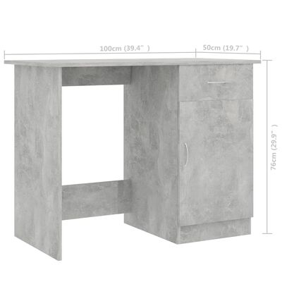 vidaXL Desk Concrete Gray 39.4"x19.7"x29.9" Engineered Wood