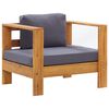 vidaXL Sofa Chair Dark Grey, Teak Look